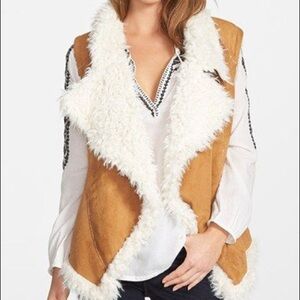 Vince Camuto Tan and White Faux Fur Vest